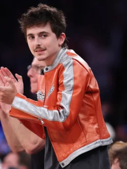 NY Knicks Playoff 2026 Timothee Chalamet Avirex Leather Jacket