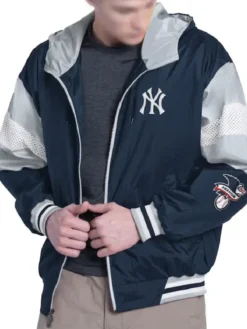 Navy and Gray NY Yankees Legacy Lightweight Hooded Jacket