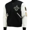 New Orleans Saints Logo Black And White Varsity Jacket