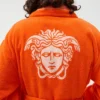 Orange Cotton-Terry Jacquard Bathrobe