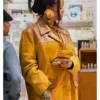 Paris Rihanna Mustard Suede Leather Jacket
