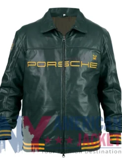 Porsche Aime Leon Dore Green Leather Jacket
