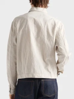 Prada Chambray Blouson White Cotton Jacket