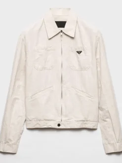 Prada Chambray Blouson White Jacket
