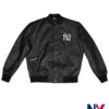 Ralph Lauren New York Yankees Black Leather Varsity Jacket front view