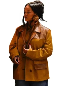 Rihanna Mustard Suede Leather Jacket