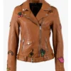 Rodeo Cowgirl Nicole Brown Leather Jacket