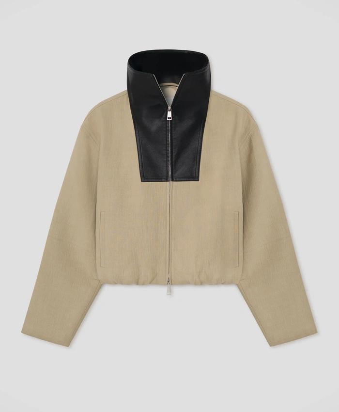 SGA Two-Tone High-Neck Suede Jacket