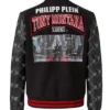 Shop Philipp Plein Tony Montana Black Leather Bomber Scarface Jacket for Men and Women