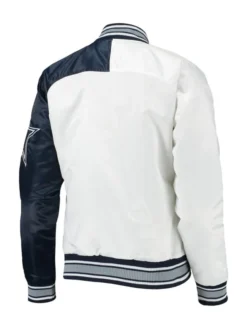 Alternative view of Starter Dallas Cowboys Endzone White And Blue Satin Jacket