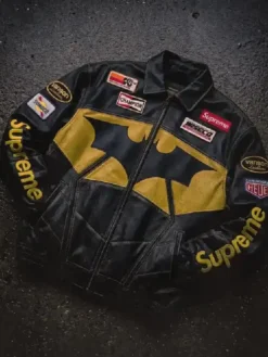 Supreme The Batman Black Leather Jacket