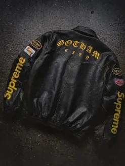 Supreme The Batman Leather Black Jacket