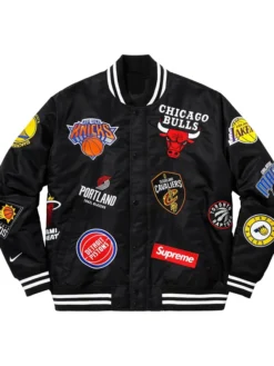 Supreme X Nike x NBA Teams Warm-Up Black Varsity Jacket
