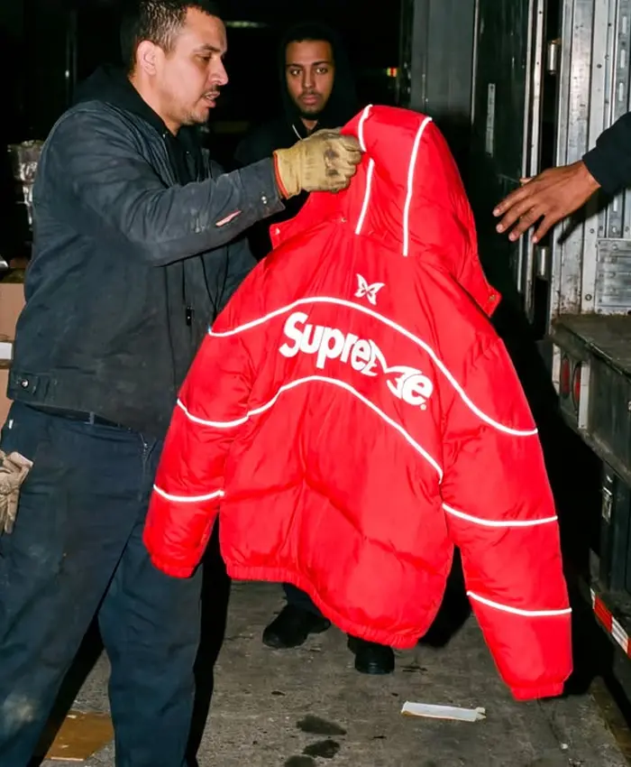 Supreme x Mertra Puffer Red And Black Jacket