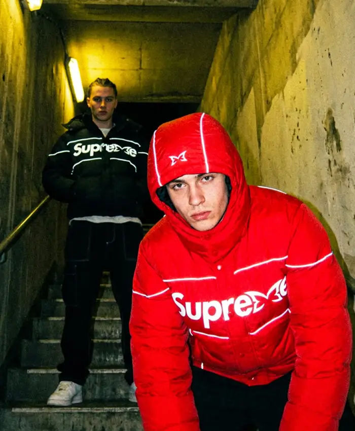 Supreme x Mertra Red And Black Puffer Jacket