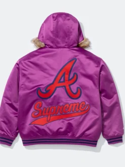 Supreme x Mitchell & Ness Atlanta Braves Purple Jacket