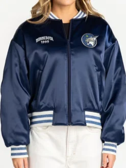 Women's Minnesota Lynx TWC Blue Satin Bomber Jacket