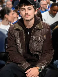 Timothee Chalamet Knicks vs 76ers Corduroy Jacket