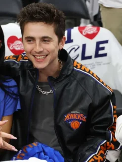 Timothée Chalamet Knicks vs. Cavs Final Leather Jacket