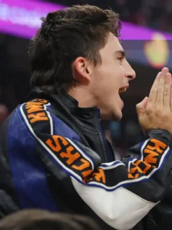 Timothée Chalamet Knicks vs. Cavs Leather Final Jacket
