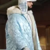 Toronto ICEMAN Video Shoot Drake Blue Quilted Jacket Right