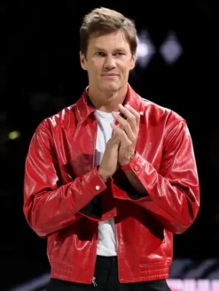 WNBA Championship Ring Ceremony 2026 Tom Brady Red Leather Jacket Front