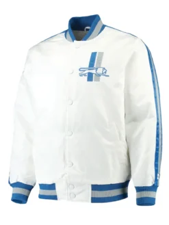 White Detroit Lions Throwback D-Line Satin Jacket