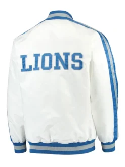 Alternative view of White Detroit Lions Throwback D-Line Satin Jacket