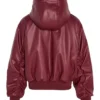 Womens Adidas Originals FW25 Wine Red Leather Hooded Jacket