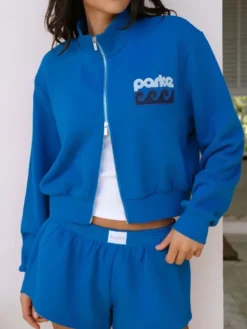 Women's Parke Summerland Mockneck Zip-Up Blue Jacket