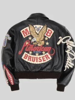 Womens Pelle Pelle American Bruiser Black Crop Jacket