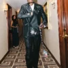 2026 NBA Draft AJ Dybantsa Black Floral-Embroidered Suit