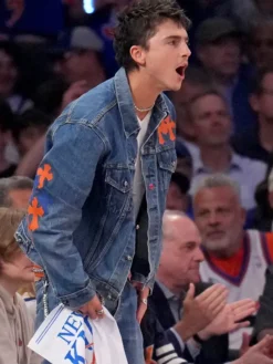 2026 Pro Basketball Finals Timothée Chalamet Chrome Hearts Blue Denim Jacket