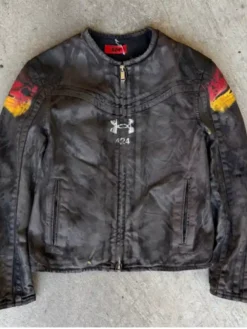 424 x Under Armour Black Leather Jacket