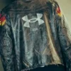 424 x Under Armour Black Leather Jacket Back