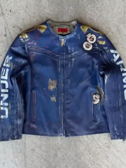 424 x Under Armour Blue Leather Jacket