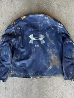 424 x Under Armour Blue Leather Jacket For Sale
