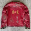 424 x Under Armour Red Leather Jacket Back