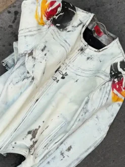424 x Under Armour White Leather Jacket