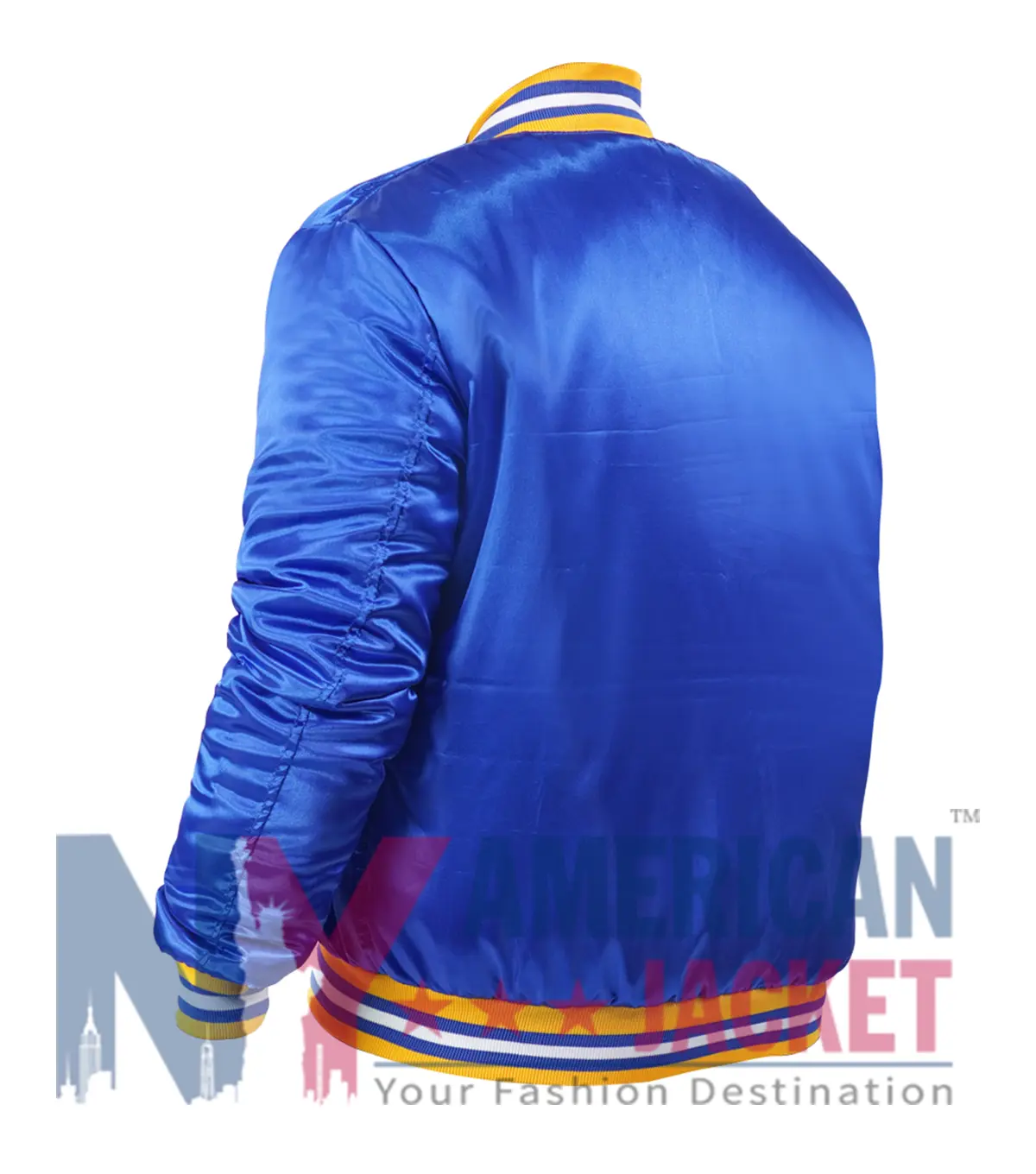 90s NBA Golden State Warriors Royal Satin Jacket