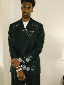 AJ Dybantsa 2026 NBA Draft Black Floral-Embroidered Suit