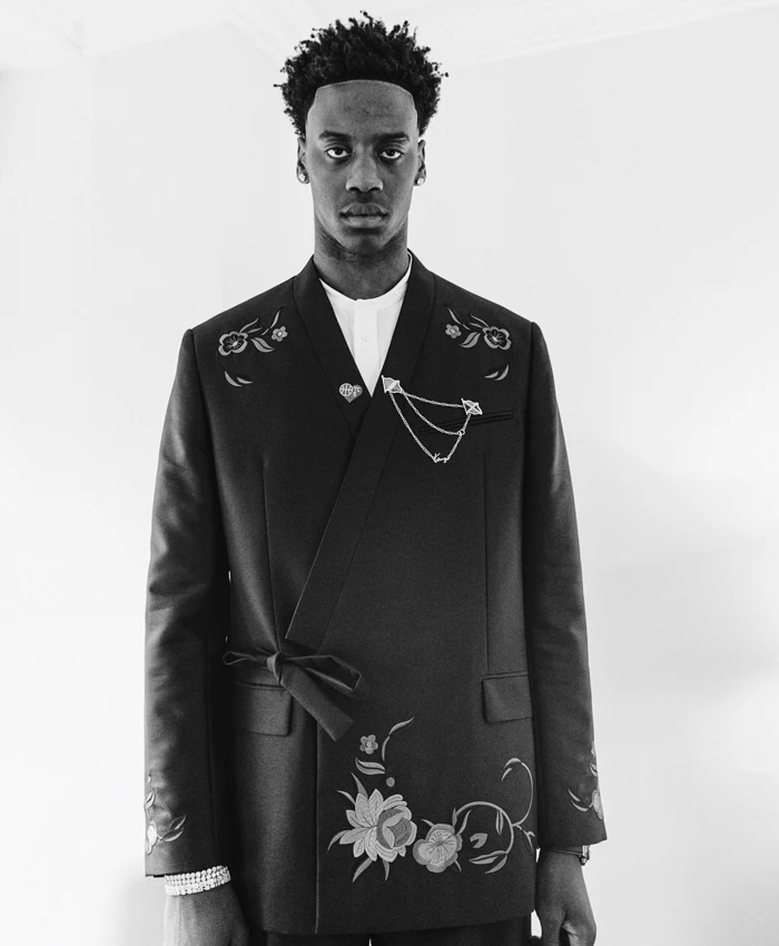 AJ Dybantsa NBA Draft 2026 Black Floral-Embroidered Suit