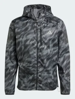 Adidas Own The Run Allover Print Black Jacket