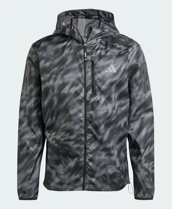 Adidas Own The Run Allover Print Black Jacket