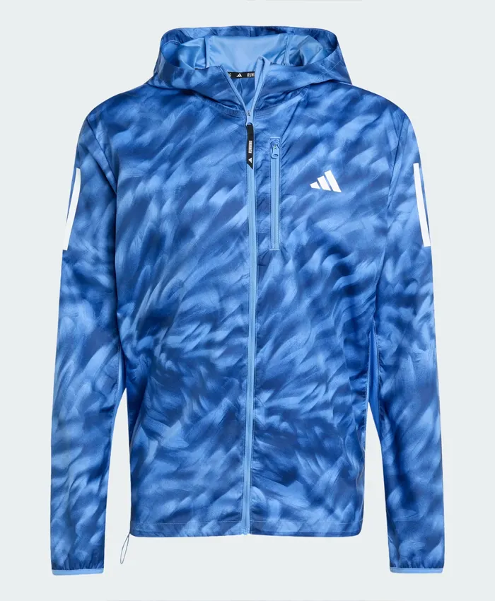Adidas Own The Run Allover Print Blue Jacket