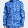 Adidas Own The Run Allover Print Hooded Blue Jacket