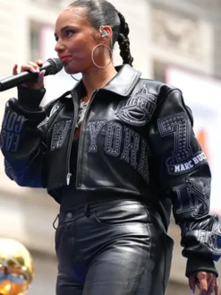 Alicia Keys Knicks Victory Parade 2026 Black Jacket