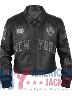 Alicia Keys Knicks Victory Parade 2026 Black Pelle Pelle Jacket