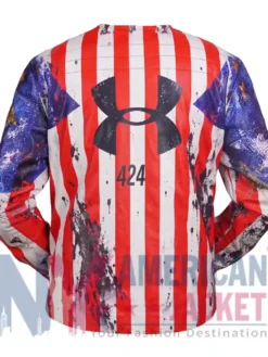 American Flag Leather Under Armour x 424 Jacket Back View