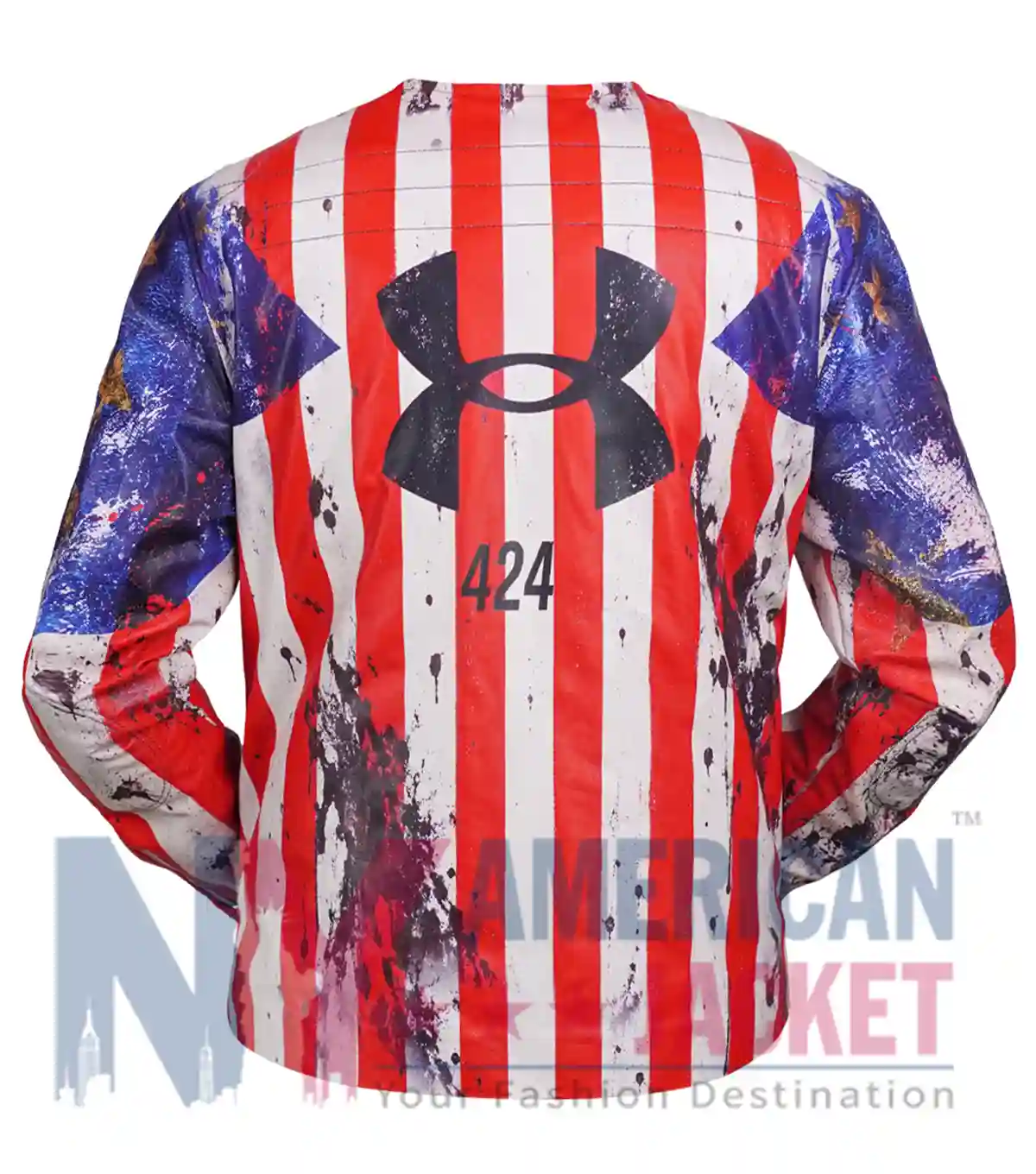 American Flag Leather Under Armour x 424 Jacket Back View